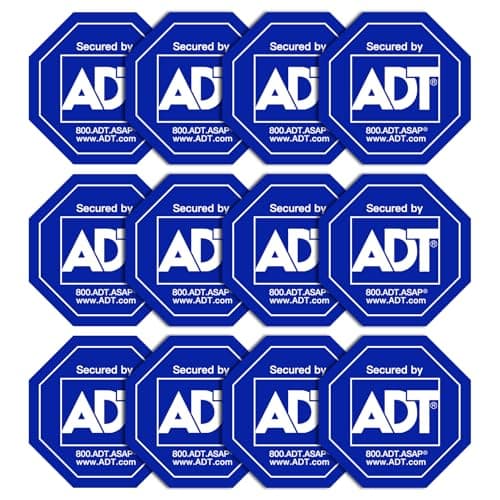 ADT Stickers, 12 Pack ADT Security Stickers, HD Printed Waterproof Security Decals for Window Door image
