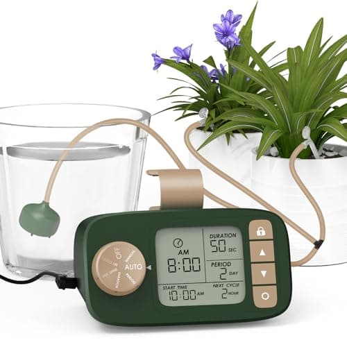 PIOMATIC Automatic Watering System for 15 Potted Plants, DIY Plant Watering Devices, Drip Irrigation System with 30-Day Programmable Water Timer, LED Display and Power Supply image