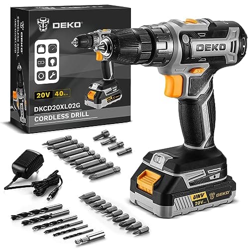 Power Drill Cordless: DEKO PRO Cordless Drill 20V Electric Power Drills Set Tool Drills Cord-less Set with Battery and Charger image