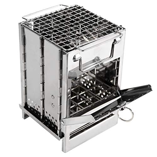 REDCAMP Wood Burning Folding Camp Stove Stainless Steel Grid, Portable Collapsible Backpacking Stove Survival Rocket Stove for Hiking Outdoor Tent Camping Picnic BBQ, Small image