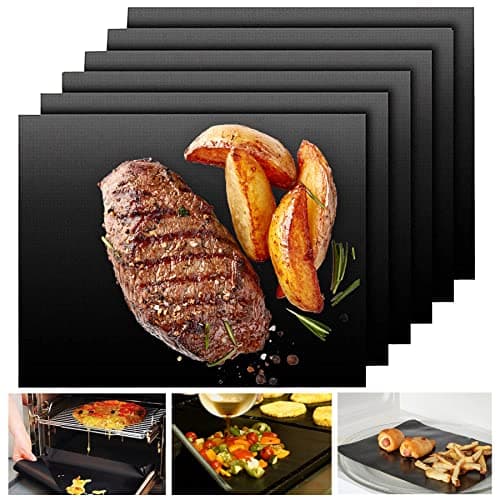 UBeesize Grill Mats for Outdoor Grill Set of 6 - Heavy Duty Non-Stick BBQ Grilling Mat & Oven Liner, Reusable, Easy to Clean - Works on Oven, Gas, Charcoal, and Electric BBQ - 15.75 x 13 Inch image