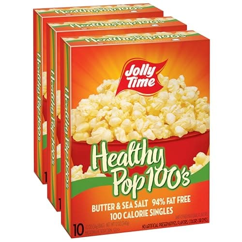 Jolly Time Healthy Pop Microwave Popcorn, 1.2oz Personal Bag, 10 Bags Per Carton (Healthy Pop 100's - Butter & Sea Salt,1.2 Ounce (Pack of 30)) image