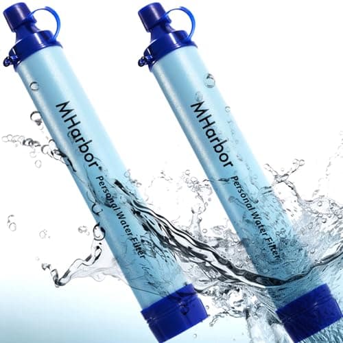 2 Pack MHarbor Personal Water Filter Straw, Portable Outdoor Emergency Survival Gear for Hiking, Camping, Travel, Hunting & Fishing image
