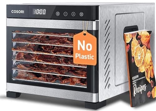 COSORI Food Dehydrator, Bigger Than 7 Trays With Large 6.5" Drying Space, 600W Power Saves More Time Than 480W, 165°F Dehydrated Dryer for Jerky, Dog Treats, Herbs, Meat, Fruit, and Yogurt, Silver image