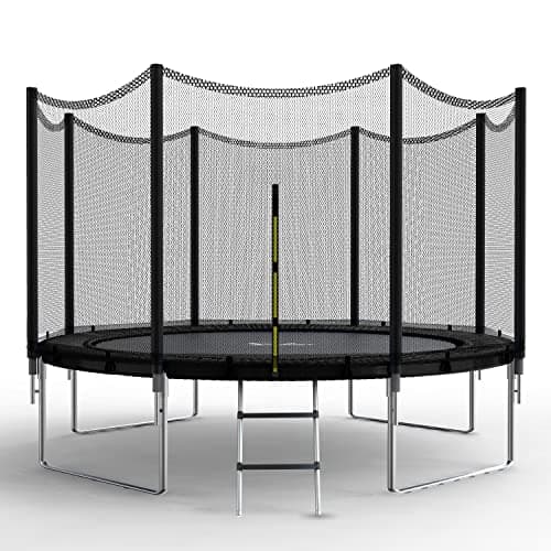 Simple Deluxe Trampoline for Kids with Safety Enclosure Net Wind Stakes 400LBS Weight Capacity 12FT image