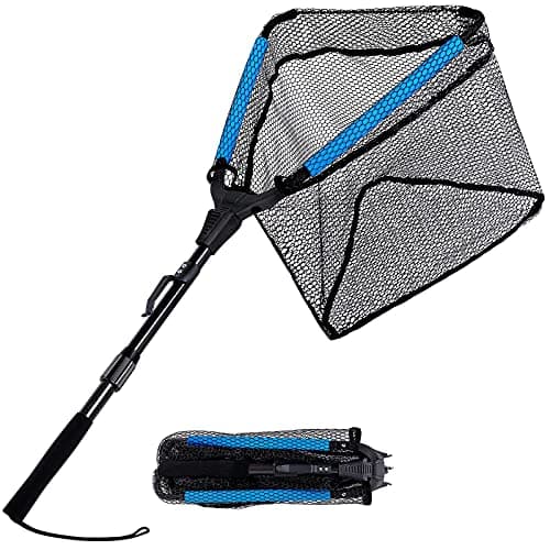 PLUSINNO Floating Fishing Net for Fly, Kayak, Catfish, Bass, Steelhead, Salmon, Trout Fishing, Portable Foldable Collapsible Telescopic Fish Landing Net image