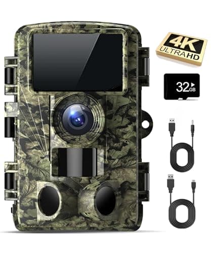 Dargahou Trail Camera - 4K 48MP Game Camera with Night Vision, 0.05s Trigger Motion Activated, IP66 Waterproof, 130 Wide-Angle with No Glow Infrared LEDs for Outdoor Wildlife image