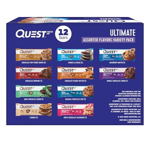 Quest Nutrition Ultimate Variety Pack Protein Bars, High Protein, Low Carb, Gluten Free, Keto Friendly, 12 Count image