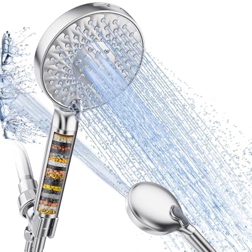 Filtered Shower Head with Handheld, High Pressure 9 Spray Mode Chrome Showerhead with Filters,detachable shower head,Water Softener Filters Beads for Hard Water -Remove Chlorine image