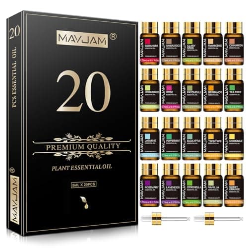 MAYJAM Tea Tree 20 Pcs Pure Essential Oil Gift Set, for Diffuser, Humidifiers, Skin Care, Massage, Fragrance Oil Scent for DIY Candle and Soap Making, Gift for Friend (5ML) image
