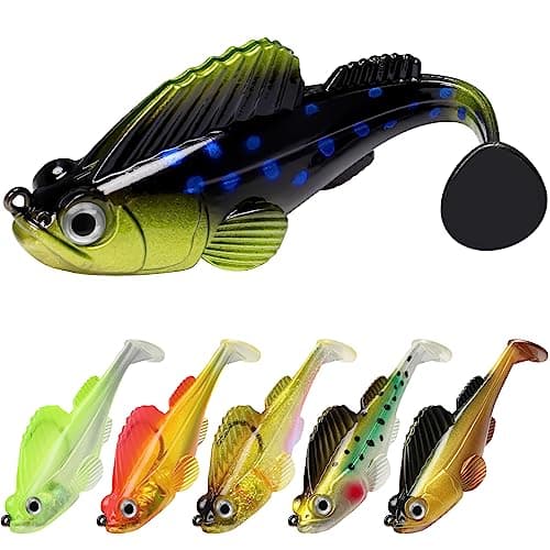 Gotour Weedless Soft Fishing Lures for Freshwater and Saltwater, Premium Pre-Rigged Jig Head Paddle Tail Swimbaits for Bass Fishing，Jigs Fishing Bait for Crappie Trout Walleye, Amazing Fishing Gifts image
