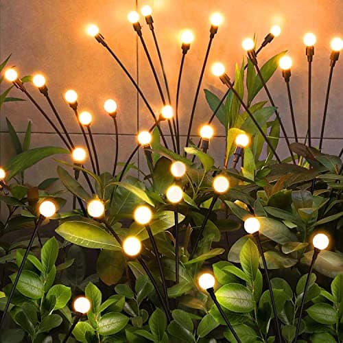 NBQQ Solar Garden Lights Outdoor, 4 Pack 32LED Waterproof Solar Powered Lights for Yard Pathway Patio, Swaying Lawn Decor image