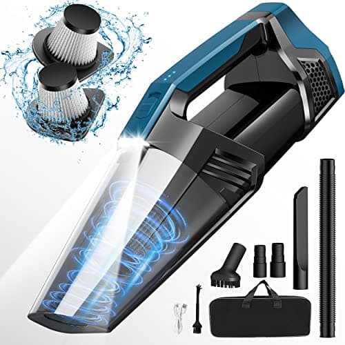 Car Vacuum Portable Cordless, Handheld Vacuum Cleaner Lightweight High Power with LED Light, Hand Vacuum for Car Home Office and Pet Hair, Indigo Blue image