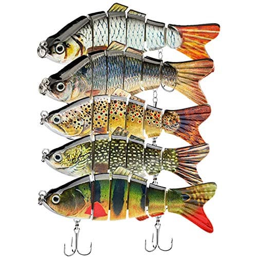 5Pcs Fishing Lures for Bass Trout 1.4~3.9" Multi Jointed Swimbaits Slow Sinking Bionic Lifelike Swimming Bass Lures Freshwater Saltwater Bass Fishing baits Kit (Color-A) image