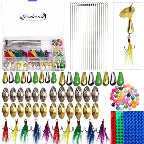 Dovesun 143pcs Fishing Lures Making Kit Spinner DIY Making Kit for Bass Trout Baits Fishing Gifts image