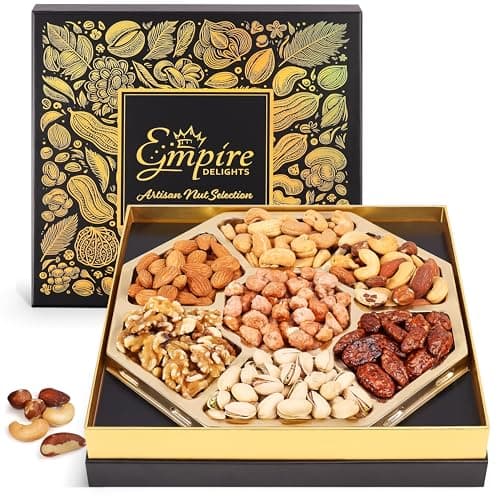 Nuts Gift Basket - Gourmet Nut Mix Gift Box, 7 Section Snack Basket with Assorted Nuts, Premium Nut Mix, Thoughtful Gifts for Holidays, Birthdays and Special Occasions image
