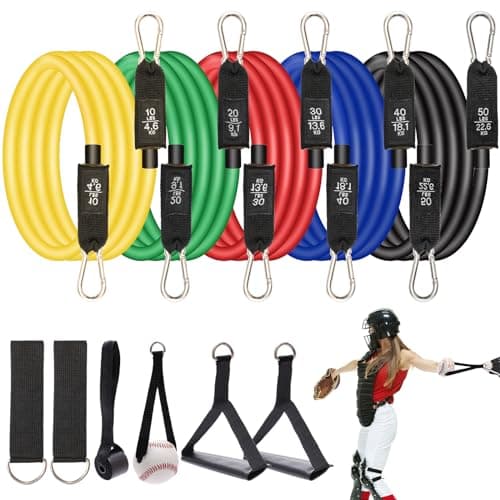 Baseball Resistance Trainer Coolrunner Baseball Exercise Bands, Training Aid for Baseball Softball Pitchers, Baseball Stretching Bands with Interchangeable Grips to Build Arm Strength image