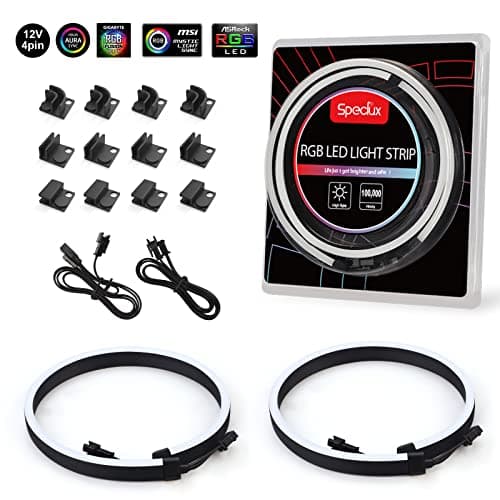 NEON RGB PC LED Strip, RGB Strip for 12V 4-Pin RGB LED Headers, Compatible with Aura SYNC, Gigabyte RGB Fusion, MSI Mystic Light Sync, ASROCK Aura RGB Motherboard, with 12pcs Strong Magnetic Brackets image