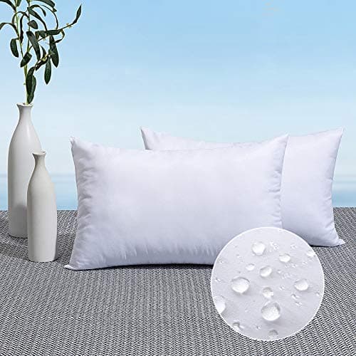 MIULEE Pack of 2 12x20 Outdoor Pillow Inserts, Outdoor Throw Pillows Water-Resistant Decorative Premium Lumbar Pillow Stuffer Sham for Porch Swing Couch Sofa Cushion Patio Furniture image