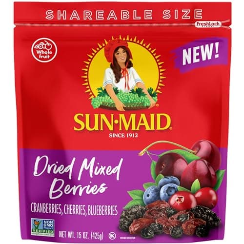 Sun-Maid Dried Mixed Berries - 15 oz Resealable Bag - Dried Cranberries, Cherries, Blueberries - Dried Fruit for School Snacks and Natural Sweeteners image