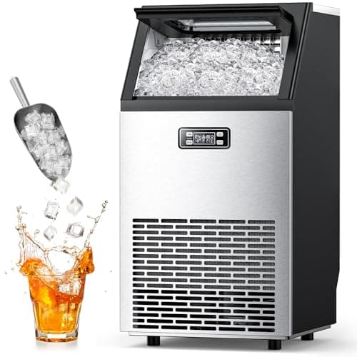 Antarctic Star Commercial Ice Maker, 100lbs/24H Under Counter Freestanding Ice Machines with 33lbs Storage, Stainless Steel Self Cleaning Ice Makers for Home/Bar/Restaurant/Outdoor image