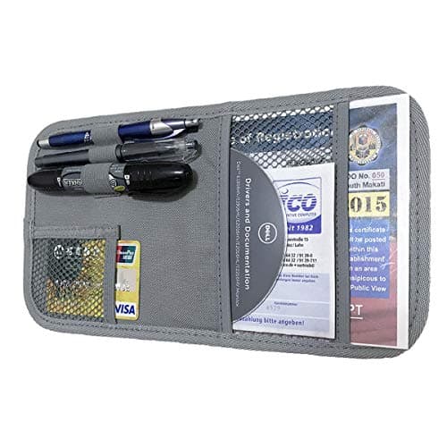 ZugGear Car Sun Visor Organizer, Auto Visor Holder Interior Accessories Pocket Organizer - Car Registration Holder Document Storage Pouch Pen holder - Grey image