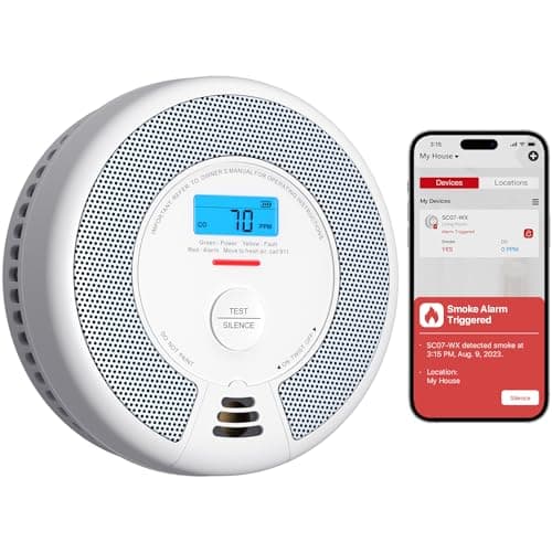 X-Sense Smart Smoke Detector Carbon Monoxide Detector Combo with Replaceable Battery, Wi-Fi Smoke and Carbon Monoxide Detector with Real-Time App Notifications, SC07-WX, 1-Pack image