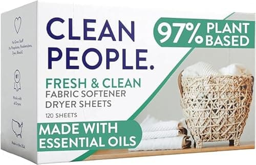 The Clean People Fabric Softener Sheets - Dryer Sheets - Softens & Removes Static Cling - Vegan Laundry Softener With Essential Oils - Fresh Scent, 120 Pack image
