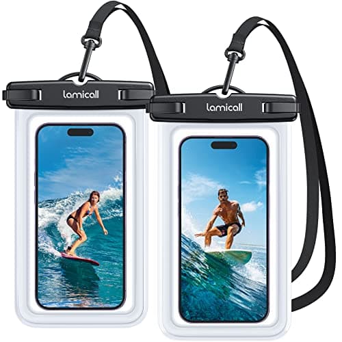 Lamicall Waterproof Phone Pouch Case - [2 Pack][Easy Lock & Heavy Duty] IPX8 Water Proof Cell Phone Dry Bag for Beach, Protector for iPhone 16 15 14 13 12 11 Pro Max Plus XS XR, Galaxy S24 S23, 4-7" image