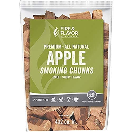 Fire & Flavor Apple Wood Chunks for Smoking and Grilling - All-Natural, Long-Lasting with a Mildly Sweet Flavor - Large Chunk Wood Chips for Smokers, Green 4 Pounds image