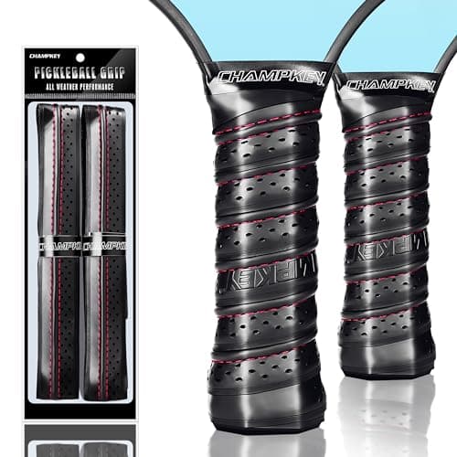 CHAMPKEY Premium Pickleball Paddle Grip Tape 2 Pack - Ergonomic Design Pickleball Racket Grip for Hands - Improve Control (Red/Black) image