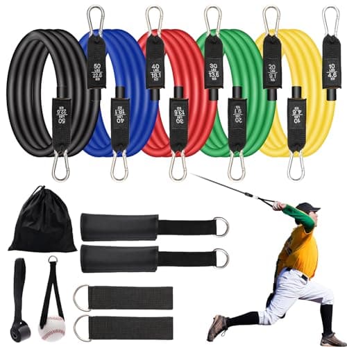 12PCS Baseball Resistance Bands, Baseball Arm Training Bands, Baseball Stretching Training Bands with Interchangeable Grips for Physical Therapy, Muscle Training, Home Workouts image