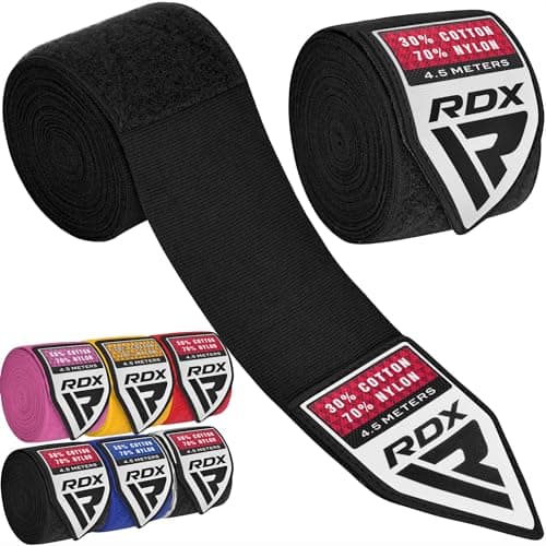 RDX Boxing Hand Wraps Inner Gloves, 4.5m 180 Inches Elasticated Thumb Loop Bandages, Under Mitts Wrist Hand Protection Muay Thai MMA Kickboxing Martial Arts Punching Bag Speed Ball Training Men Women image