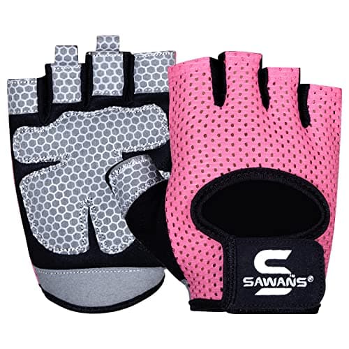 Workout Gloves for Men and Women Weight Lifting Gloves Gym Fitness Exercise Cycling Pull ups Microfiber Lightweight Breathable Non-Slip Silicone Padded Palm Grip Protection (Pink, Small) image
