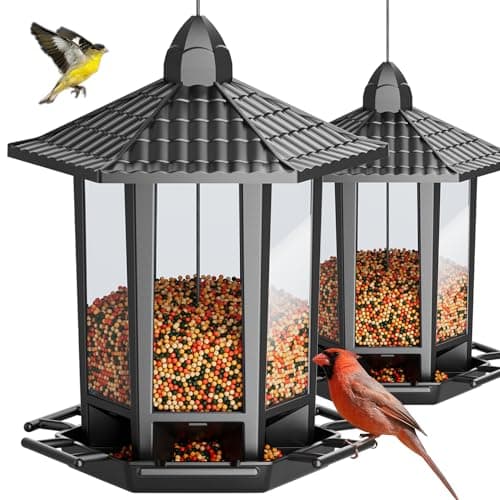 Birdream 2 Pack Bird Feeders for Outdoor Hanging, Retro Pagoda Design Fun Installation Bird Feeder, Attracting Wild Birds Chickadees Goldfinches Cardinals Finches and Sparrows image