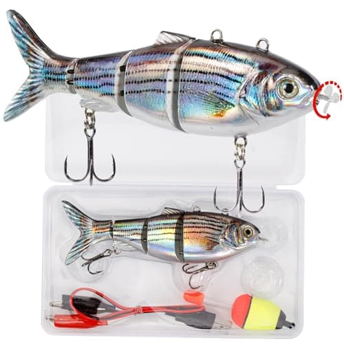 Robotic Swimming Lure 5.1” Fishing Lure 4-Segement Multi Jointed Swimbait Electric Bait LED Light USB Rechargeable Robotic Lure for Bass Trout Pike Fishing Tackle (Color T620#) image