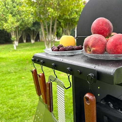 Heavy Duty Magnetic Utensil Rack with 5 Hooks - Strong BBQ Tool Rack for Traeger, Blackstone, Pit Boss, Camp Chef, Z Grills & Smoker image
