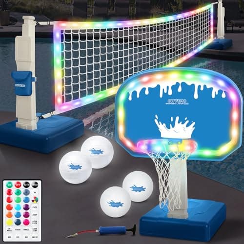 OHYEMO 2-in-1 LED Pool Volleyball & Basketball Game Set image