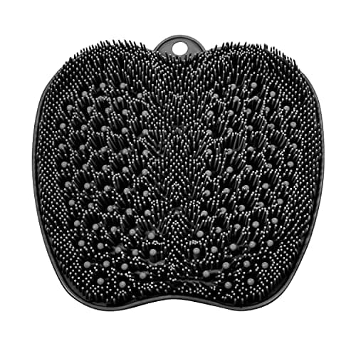 BESKAR Larger Shower Foot Scrubber Mat with Non-Slip Suction Cups- Cleans, Smooths, Exfoliates & Massages your Feet Without Bending, Improve Foot Circulation & Soothes Tired Feet- Black image