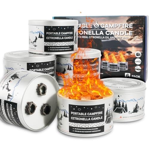 LKDJR 6 Pack Portable Campfire, Up to 18 Hours of Burn Time, Reusable Travel Fire Pit for Camping, Citronella Candle Tabletop Fire Pit Outdoor, Great Patio and Beach Alternative to Real Fire image