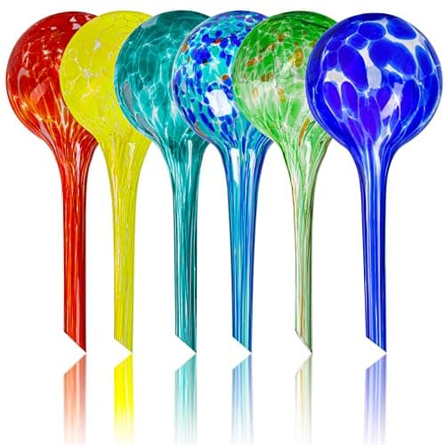 Mission Gallery Plant Watering Globes Set of 6 - Small Self Watering Globes for Indoor & Outdoor Plants - Multicolored, Automatic, Glass Watering Bulbs for Daily Use, Plant Watering Devices image