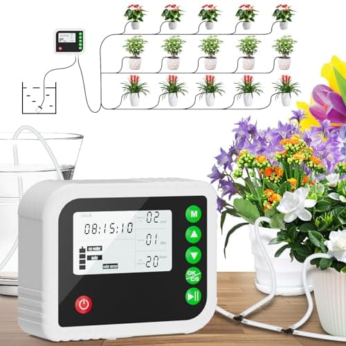 ZWJBSGY Automatic Plant Water Indoor, 15 Potted Plants Self Watering System, Automatic Drip Irrigation Kit Plant Watering Devices Programmable Water Timer, LED Display and Power Supply image