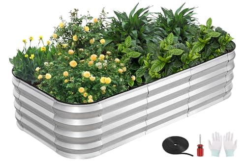 GoCampDirect 3-in-1 Modular Raised Garden Bed Kit - Adjustable Sizes (4x2x1ft, 3x3x1ft, 5x1x1ft) - Heavy Duty Galvanized Steel Planter Box with Bracing Rods & Gloves for Vegetables, Fruits, Flowers image