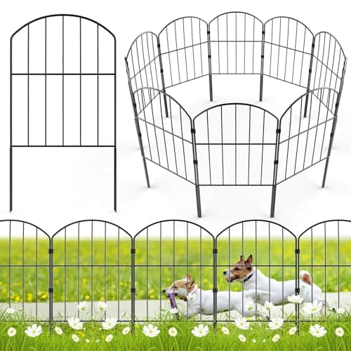 VANCASTLE Decorative Garden Fence Outdoor, 10 Panels Rustproof Metal Landscape Barrier Fence, Total 10.5ft (L) x 24in (H), Black Ornamental Fence for Yard, Patio, Lawn, Garden Bed, Easy to Install image
