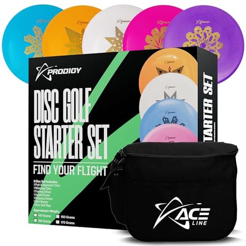 Prodigy Disc Golf Set | 5 Discs + Bag | Beginner Starter Set with 2 Drivers, 1 Fairway, 1 Midrange, 1 Putter | Free Mini Marker image