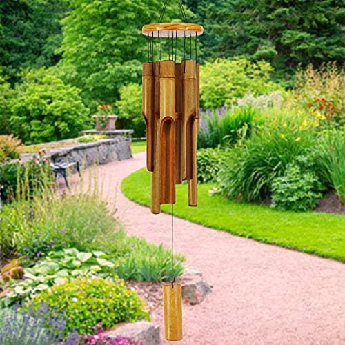 Bamboo Wind Chimes Outdoor, Wooden Wind Chimes with Melody Deep Tone, 30" Classic Zen Garden Windchime for Relaxation, Grace. Home Décor for Patio, Garden or Indoor image