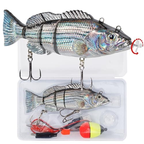 Robotic Swimming Lure 5.1” Electric Fishing Lure 4 Segment Jointed Swimbait USB Rechargeable Robotic Lure for Bass Trout Pike (Hybrid Striped Shad Specialty) image