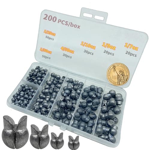 DAMIDEL 200Pcs/Box Big Size Removable Split Shot Fishing Sinkers(1/7oz,1/9oz,1/10oz,4/50oz,1/25oz,1/50oz Mixed) image