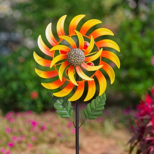 Viveta Wind Spinners for Yard and Garden, Sunflower Metal Wind Spinners, 57 * 13 Inch Wind Sculpture for Yard Patio Lawn Garden image