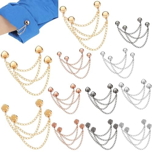 Daifunli 24 Pcs/12 Pairs Magnet Clothing Pins Multifunction Metal Magnetic Clothing Clips with Chain Securely Hold Clothes Long Pants Legs Cuffs Cinch Clips in Place for Women Decor image